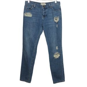 Free People Distressed Straight Leg Jeans